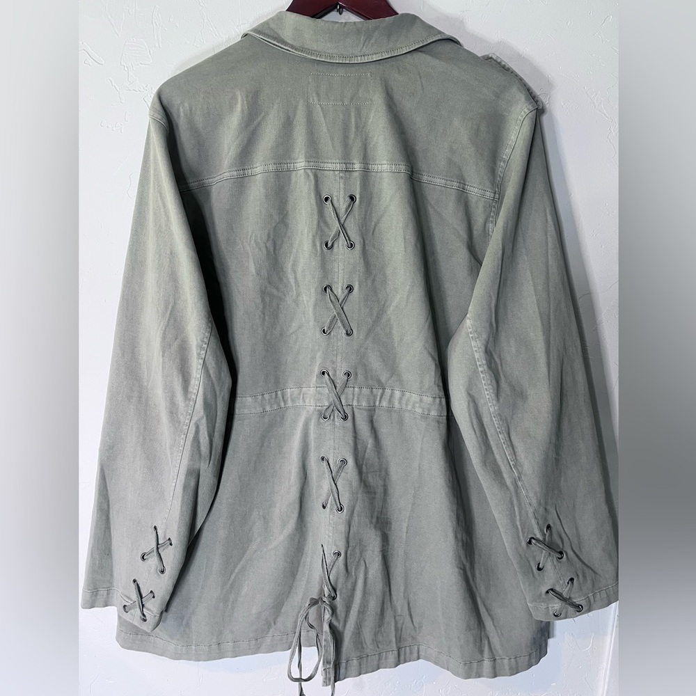 Torrid Twill Lace-Up Back Anorak- Sage Green Women’s 3X - Picture 9 of 12